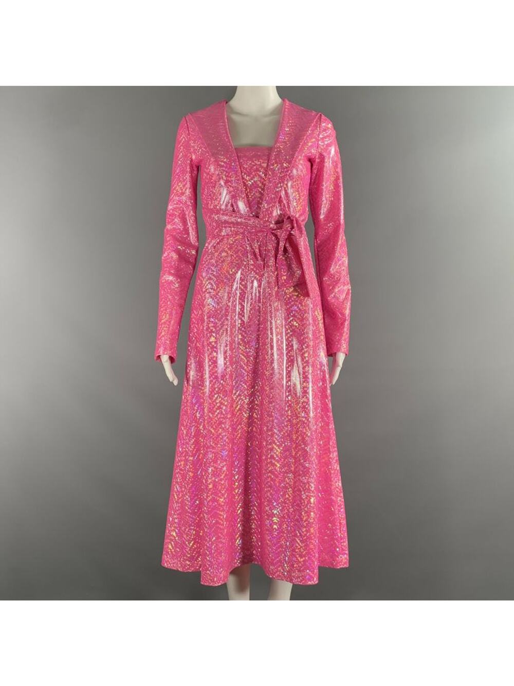 SAKS POTTS Size S Pink Silver Polyamide Eastane Metallic A Line Dress